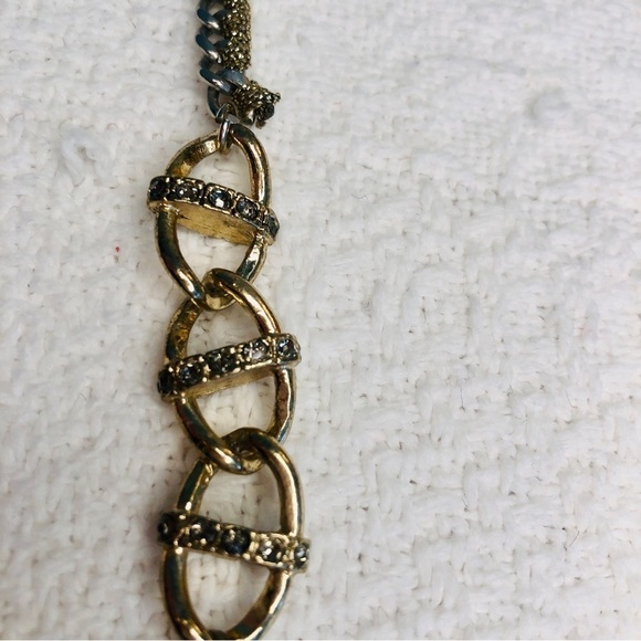 Statement Necklace Mixed Bead Links and Chain Silvertone and Ivory White - Picture 10 of 15